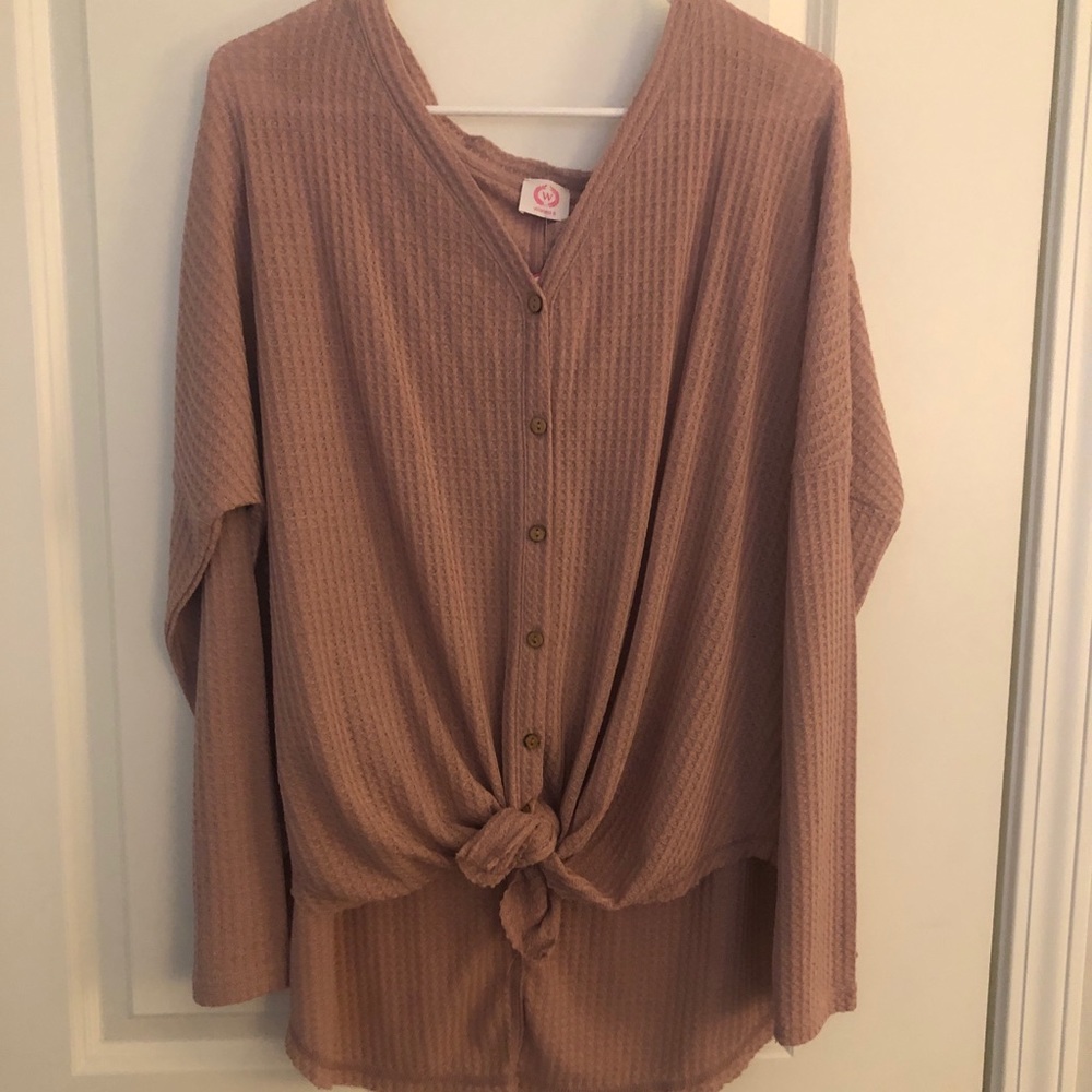 Mauve tie front shirt